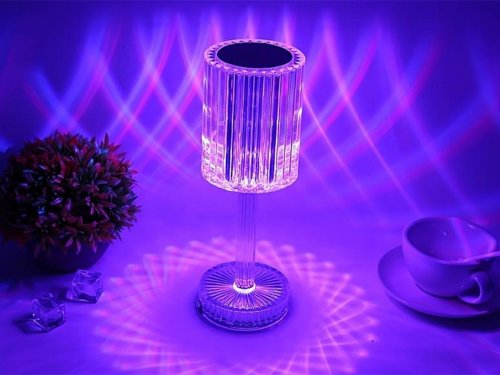 Verk 12305 Křišťálová LED stolní lampa, RGB, dotykový panel, dálkové ovládání