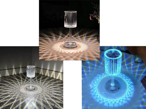 Verk 12305 Křišťálová LED stolní lampa, RGB, dotykový panel, dálkové ovládání