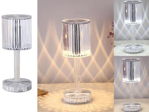 Verk 12305 Křišťálová LED stolní lampa, RGB, dotykový panel, dálkové ovládání