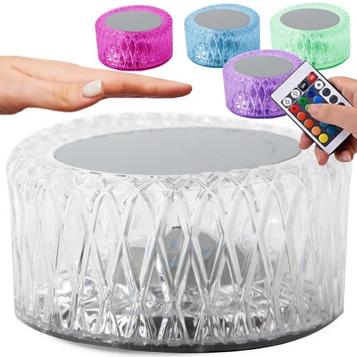 Verk 12306 Krištáľová LED stolná lampa, RGB, dotykový panel, diaľkové ovládanie