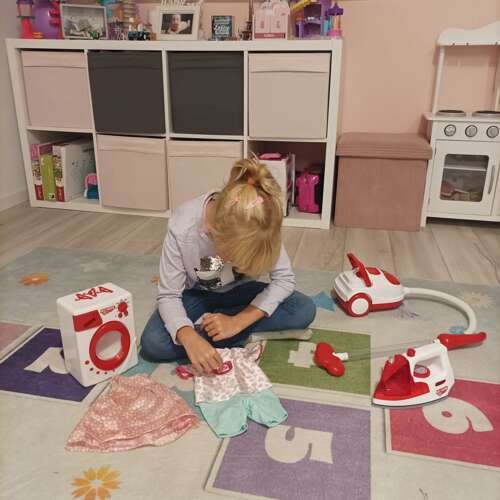 Kruzzel 22570 Souprava domácích spotřebičů na baterie žehlička pračka a vysavač