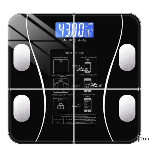 Ruhhy 22525 Analytická osobní váha Bluetooth 180 kg černá