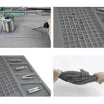 Bigstren 22727 Silikonová pracovní podložka s magnetickými přihrádkami 45 × 30 cm, šedá