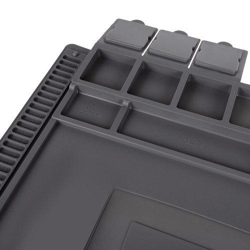 Bigstren 22727 Silikonová pracovní podložka s magnetickými přihrádkami 45 × 30 cm, šedá