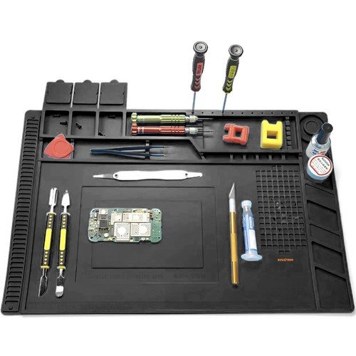 Bigstren 22727 Silikonová pracovní podložka s magnetickými přihrádkami 45 × 30 cm, šedá