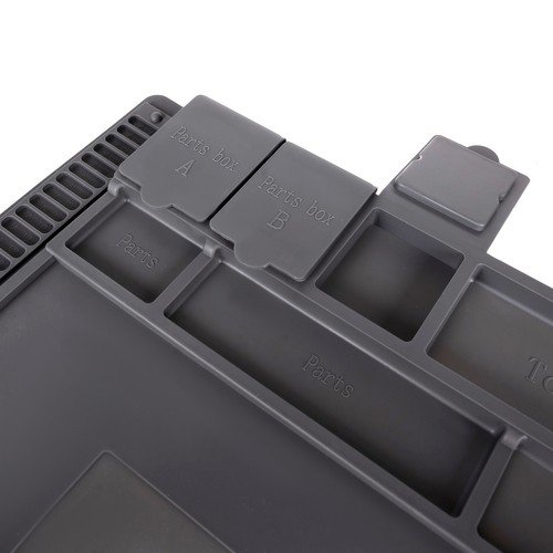 Bigstren 22727 Silikonová pracovní podložka s magnetickými přihrádkami 45 × 30 cm, šedá