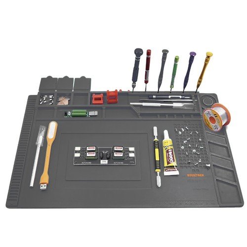 Bigstren 22727 Silikonová pracovní podložka s magnetickými přihrádkami 45 × 30 cm, šedá