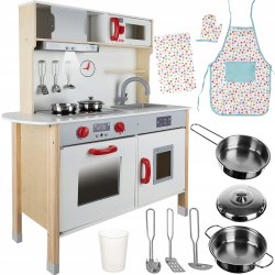 Kruzzel 21934 Dětská dřevěná kuchyňka s příslušenstvím 97 cm bílá