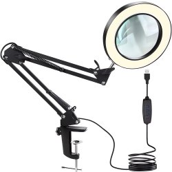 Izoxis 22691 Multifunkčná kozmetická lampa s lupou 32 LED, USB, čierna