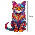 Kruzzel 22878 Drevené puzzle mačka 130 dielov, 38 x 24 cm
