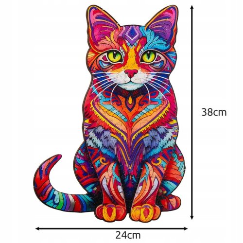 Kruzzel 22878 Drevené puzzle mačka 130 dielov, 38 x 24 cm