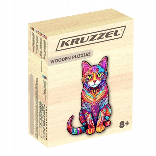 Kruzzel 22878 Drevené puzzle mačka 130 dielov, 38 x 24 cm