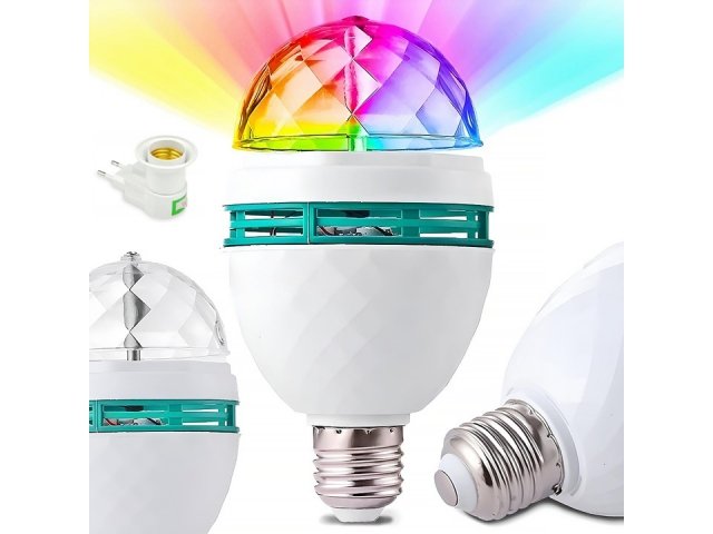 GGV LED Disko žiarovka E27 3W RGB + redukcia