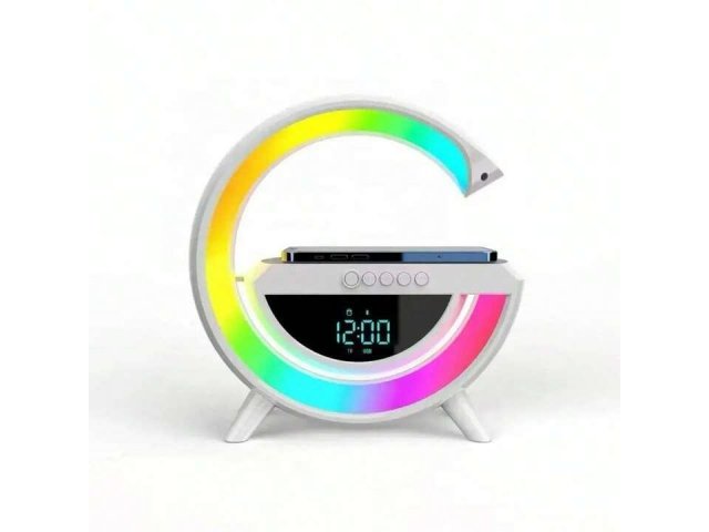 GGV Multifunkčná RGB Múdra LED nočná lampa s 15W QI nabíjačkou a Bluetooth reproduktorom