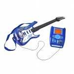Kruzzel 22409 Detská rocková elektrická gitara na batérie + zosilňovač a mikrofón modrá