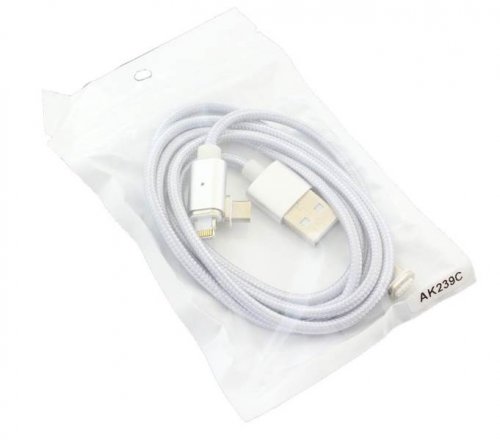 APT AK239C Magnetický USB kábel 3v1 biela