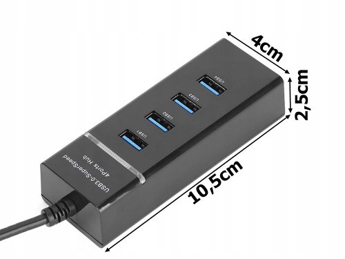 Verk 06311 USB Hub 3.0, 4 porty černý