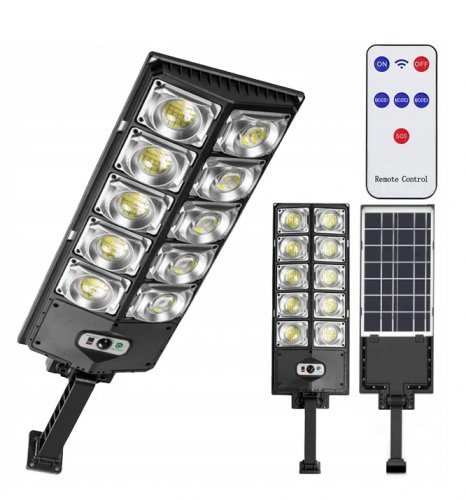 LedLight Pouličné osvetlenie solárne 300 LED COB, IP65, 1000W čierne