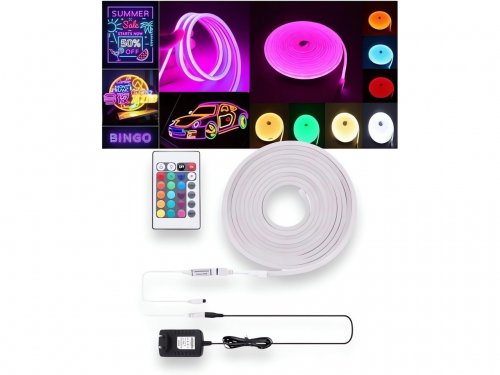 GGV LED pásik RGB NEON, 5 m s diaľkovým ovládaním