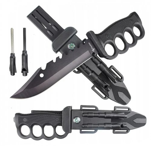 Foxter 2313 Taktický vojenský nůž s křesadlem 33 cm černý