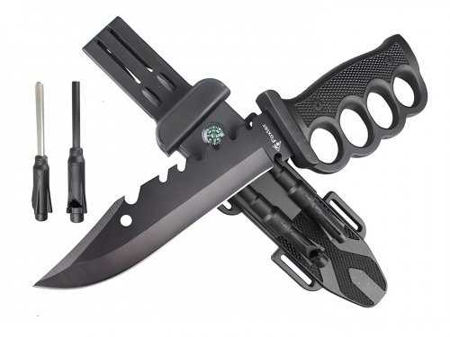 Foxter 2313 Taktický vojenský nůž s křesadlem 33 cm černý