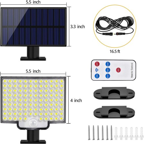 Pronett XJ5100 Solární venkovní 106 LED COB osvětlení, IP65, pohybový senzor
