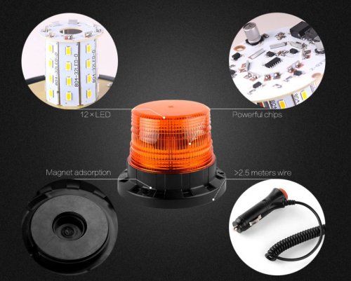 Pronett XJ5154 LED Maják s magnetem 12/24V oranžový 