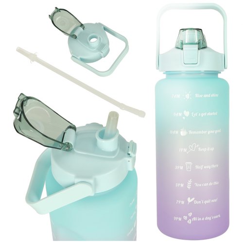 KIK KX4667 Fľaša na vodu s denným pitným režimom 2000 ml modrofialová