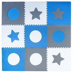 KIK KX4506 Penové puzzle 180 cm x 180 cm x 1 cm, 18 dielikov modrej