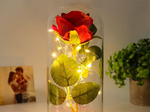 Verk 26104 LED ruža v sklenenej váze