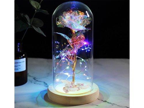 Verk 26109 LED růže ve skleněné váze fialová