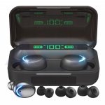 AFF 3770 Bezdrátová sluchátka F9 TWS Bluetooth 5.0 - Powerbanka černá