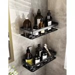 Ruhhy 23170 Nástěnná koupelnová polička 30 x 13 cm, 2 ks černá 