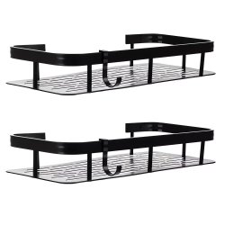 Ruhhy 23170 Nástěnná koupelnová polička 30 x 13 cm, 2 ks černá 