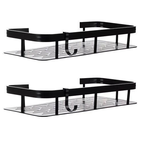 Ruhhy 23170 Nástěnná koupelnová polička 30 x 13 cm, 2 ks černá 