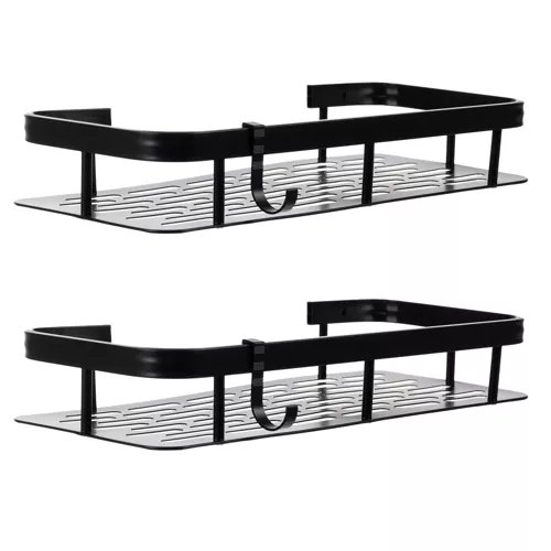 Ruhhy 23170 Nástěnná koupelnová polička 30 x 13 cm, 2 ks černá 