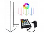 Pronett XJ4942 Rohová LED stojací lampa RGB, 20 W, dálké ovládání 150 cm, černá