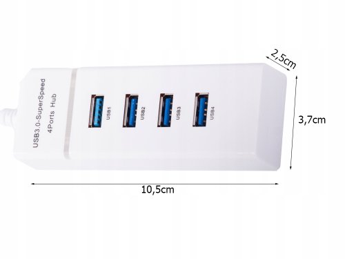 Verk 06311 USB Hub 3.0, 4 porty biely