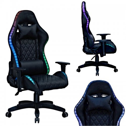 Gordon G400 Herná stolička s LED osvetlením RGB, čierna