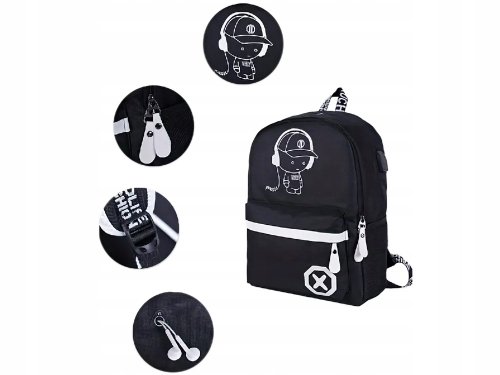 Verk 27137 Chytrý svítící batoh Unisex s USB, 19l, černý