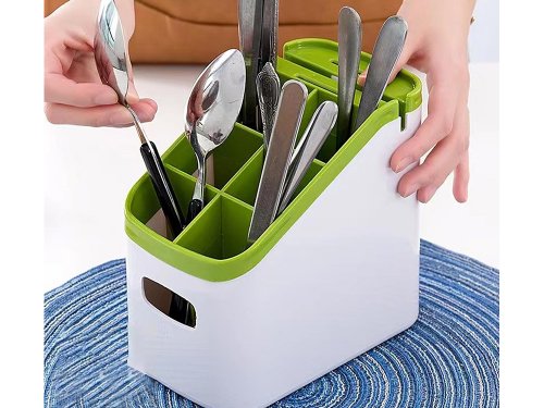 Verk 07207 Organizér na príbory s brúskom na nože bielozelený