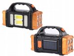 Verk 12317 Přenosná solární LED COB svítilna 25 W s powerbankou, oranžová