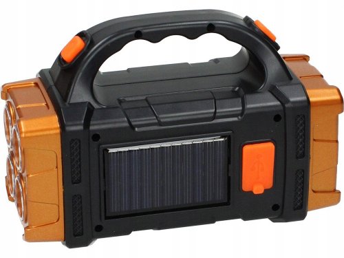 Verk 12317 Přenosná solární LED COB svítilna 25 W s powerbankou, oranžová