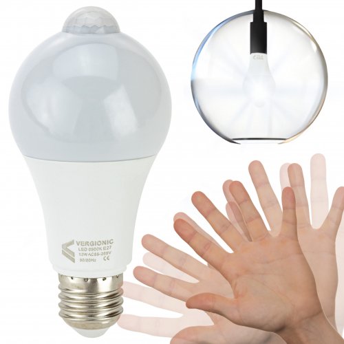 Vergionic 7558 LED žiarovka s pohybovým senzorom 12W, E27, 4000K, 750lm, neutrálna biela