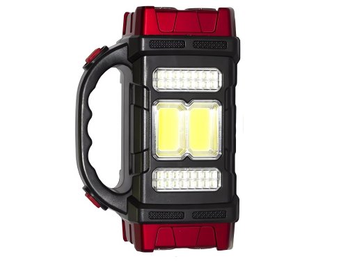 Verk 12317 Přenosná solární LED COB svítilna 25 W s powerbankou, červená
