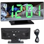 Pronett XJ3821 Multifunkční zrcadlové hodiny s budíkem, černé s červenými číslicemi