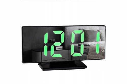 Pronett XJ3821 Multifunkční zrcadlové hodiny s budíkem, černé s červenými číslicemi