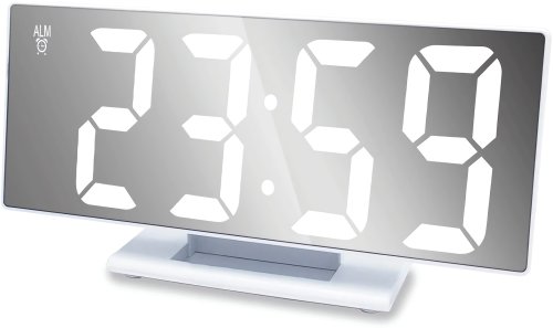 Pronett XJ3821 Multifunkční zrcadlové hodiny s budíkem, černé s červenými číslicemi