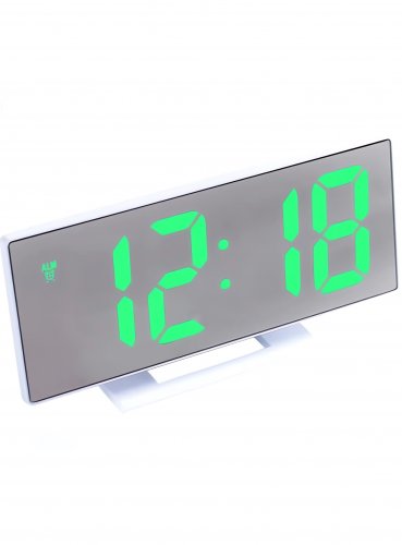 Pronett XJ3821 Multifunkčné zrkadlové hodiny s budíkom, čierne so zelenými číslicami