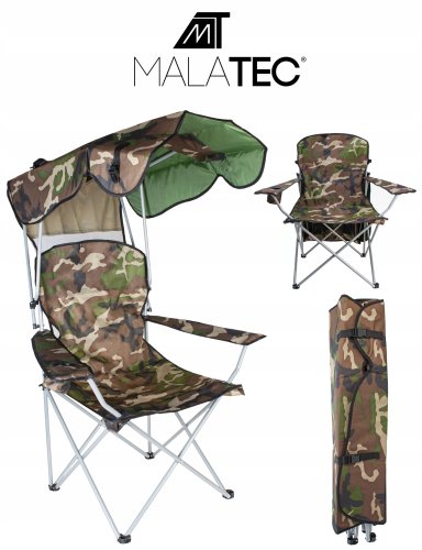 Trizand 23672 Skládací rybářské křeslo se stříškou Panama maskáč